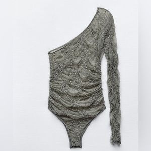 Zara lace asymmetric bodysuit